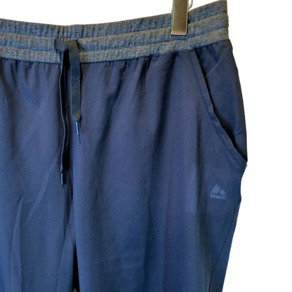RBX Jogger Workout Pants Womens Large Pull-On Woven Navy Blue Gray Drawstring - Picture 4 of 8
